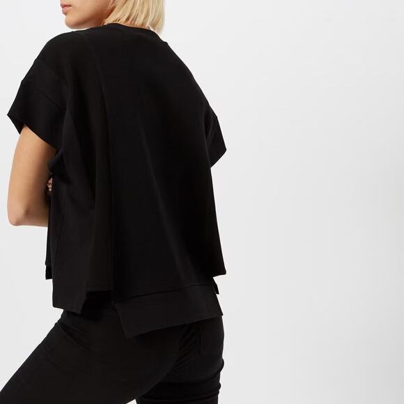 T by Alexander Wang Black Waffle Jersey Rib Combo Cap Sleeves Top Size Medium - Picture 2 of 14